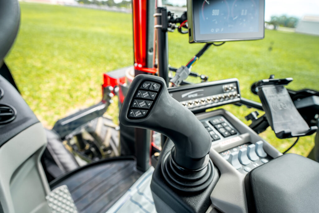 close up of controller in apache sprayer cab